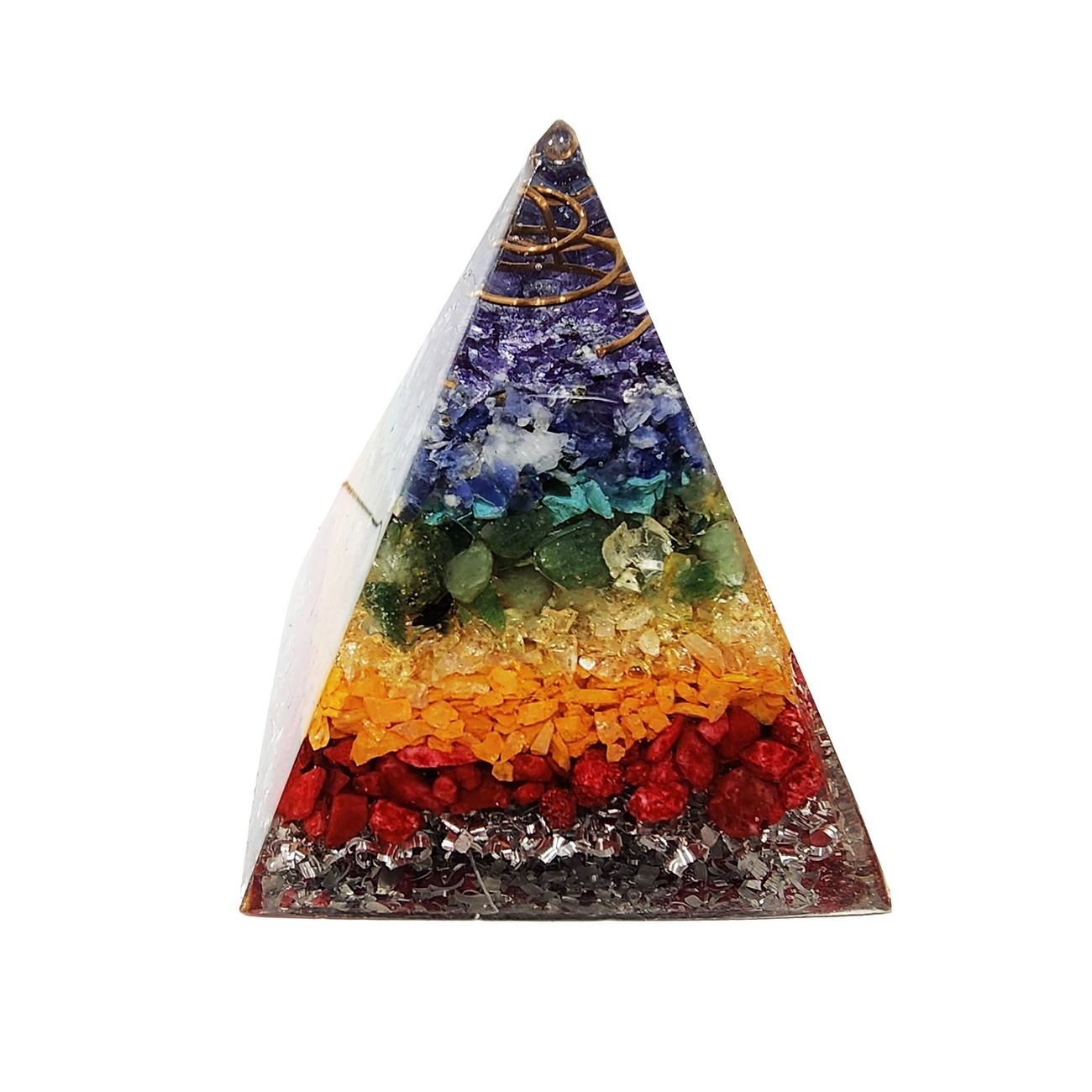 Pirámide 7 Chakras Piedra Natural Orgonita Árbol De La Vida